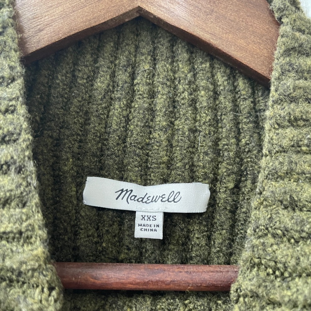 Madewell Sweater Womens XXS Green Northfield Mockneck Ribbed Wool Blend H3339 - Picture 3 of 7